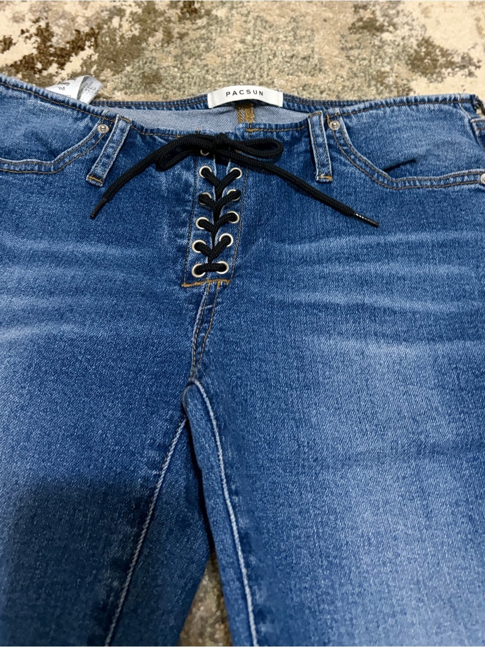 PacSun Dark Blue Lace-Up High-Rise Women's Jeans